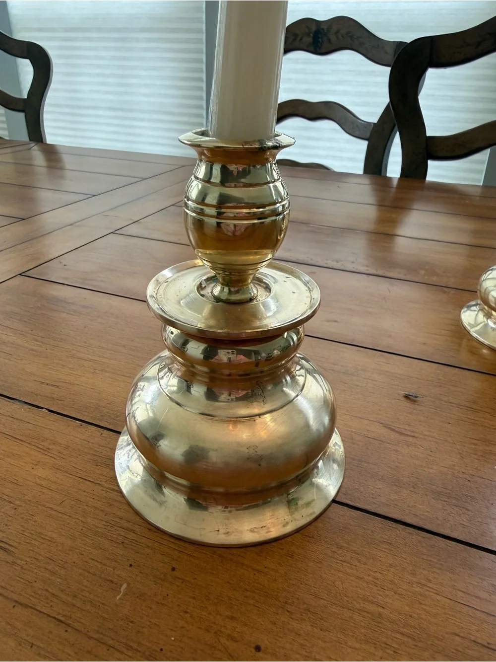Vintage Heavy Brass Taper Candle Holders with Hollywood Regency Style - Set of 2